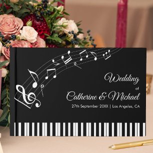 Pianotoetsen Muzieknamen Zwart & Wit Bruiloft Gastenboek