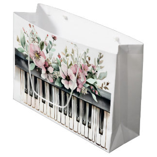 Pianotoetsen & Roze Bloemen Groot Cadeauzakje