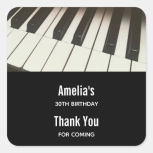 Pianotoetsen - Stijlvolle B&W-fotoevenement Dank u Vierkante Sticker