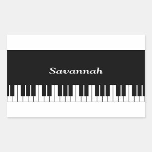 Pianotoetsen, Zwart en Wit Rechthoekige Sticker