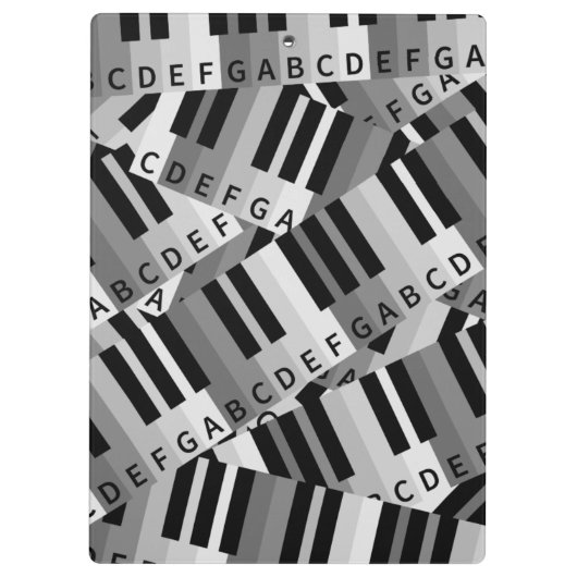 Pianotoetsen Zwart-wit patroon Klembord (Achterkant)
