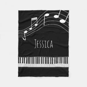 Pianotoetsenbord en muzieknotities fleece deken