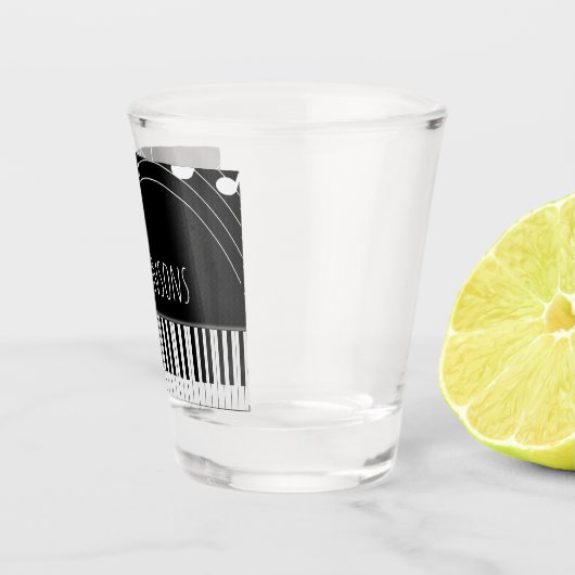 Pianotoetsenbord en muzieknotities shot glas (Rechts)