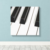 pianotoetsenbord-macro canvas afdruk (Insitu (Houten vloer))