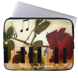 Pianotoetsenbord met een vrolijk geluid laptop sleeve