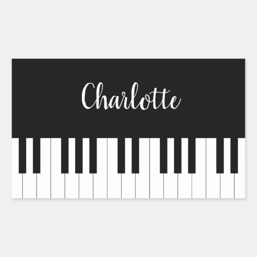Pianotoetsenbord, zwarte en witte rechthoek rechthoekige sticker (Voorkant)