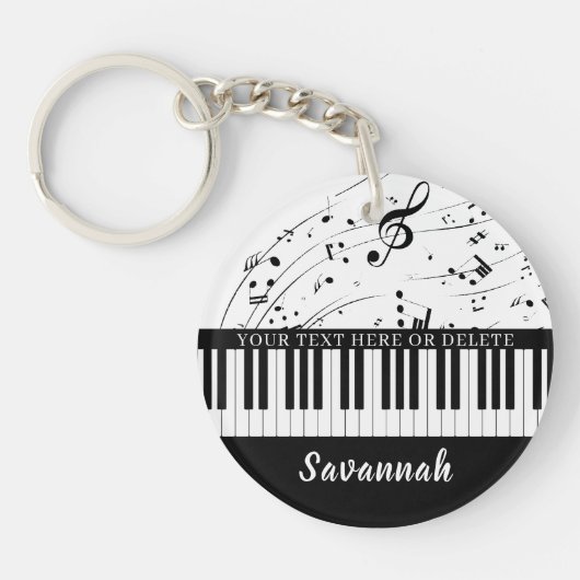 PianotoetsenbordMuzieknoten Aangepaste kleuren Sleutelhanger (Voorkant)