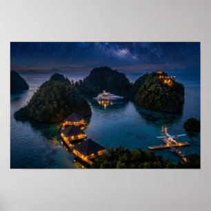Piaynemo Nacht Sterrenhemel Raja Ampat Melkweg Kun Poster
