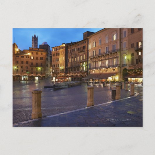 Piazza Del Campo bij de schemering, Siena. Briefkaart (Voorkant)