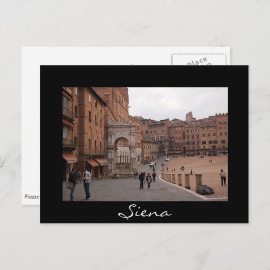 Piazza del Campo, Siena carte postale en noir (Devant / Derrière)