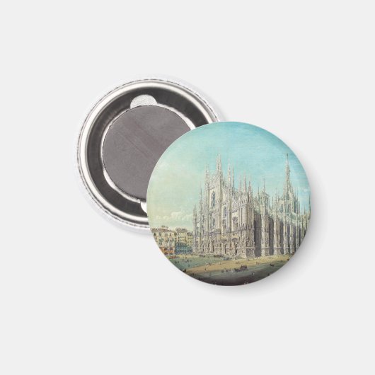 Piazza del Duomo in Milaan door Carlo Bossoli Magneet (Voorkant / Achterkant)