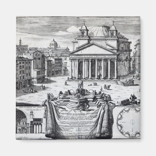 Piazza della Rotonda met een uitzicht van Pantheon Magneet (Voorkant)