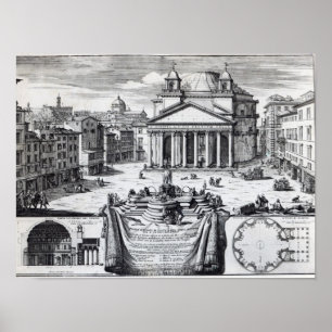 Piazza della Rotonda met een uitzicht van Pantheon Poster