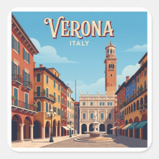Piazza delle Erbe Verona Italy Vierkante Sticker