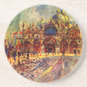 Piazza San Marco, Venetië door Pierre Renoir Zandsteen Onderzetter