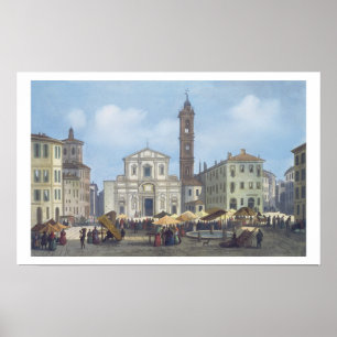 Piazza Santo Stefano uit de Uitzichten van Milaan Poster
