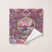 Pic de fleurs florales bleu or violet (Gant de toilette)