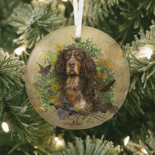 Picardy Spaniel, jachtseizoen Glas Ornament (Insitu)