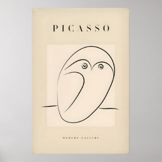 Picasso Abstract Uil Lijnkunst Minimalistische Vog Poster