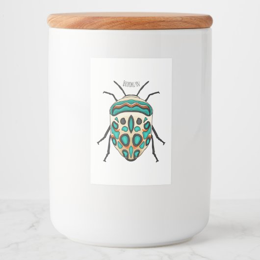 Picasso bug cartoon illustration  voedselcontainer etiket (Voorkant)