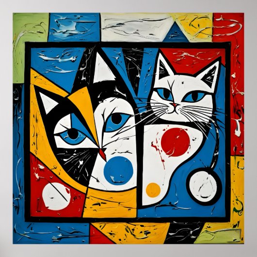 Picasso, kat, familie, keuken, kunst, snorharen, k poster (Voorkant)