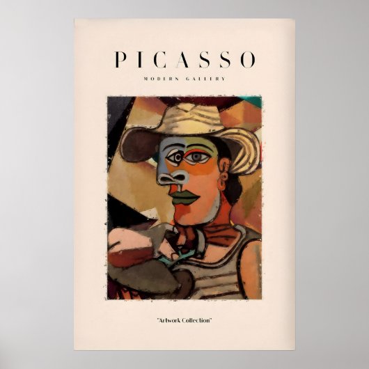 Picasso Man Strohoed Abstract Portret Kunstprint Poster (Voorkant)