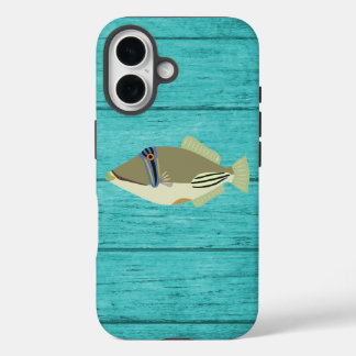 Picasso Trigger Fish Turquoise Houten iPhone 16 Ho Hoesje