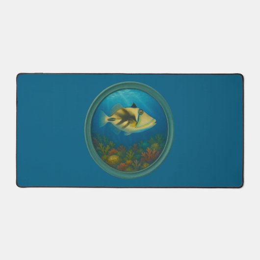 Picasso Triggerfish Ocean Blauwe Bureaumat (Voorkant)
