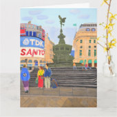 Piccadilly Circus gevouwen wenskaart  Kaart (Gele Bloem)