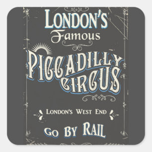 Piccadilly Circus Londen vintage poster Vierkante Sticker