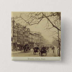 Piccadilly naar Oost gericht (foto sepia) Vierkante Button 5,1 Cm
