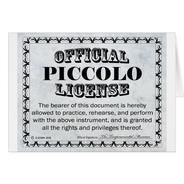 Piccolo-licentie (Voorkant Horizontaal)