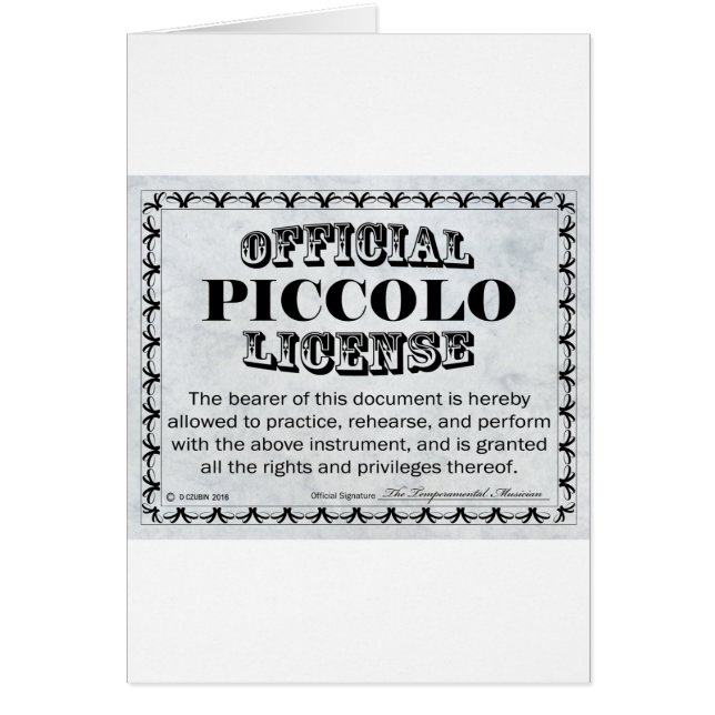 Piccolo-licentie (Voorkant)