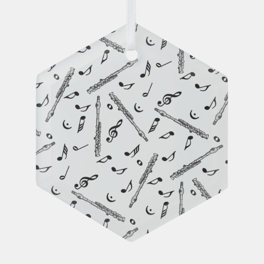 Piccolo Music Note Pattern Glas Ornament (Voorkant)