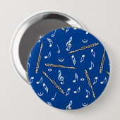 Piccolo Music Note Pattern Ronde Button 4,0 Cm (Voorkant /achterkant)