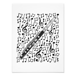 Piccolo Musical Notes Woodwind Muziekdocent Foto Afdruk