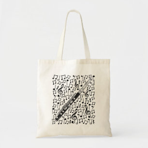 Piccolo Musical Notes Woodwind Muziekdocent Tote Bag