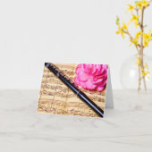 Piccolo on sheet music custom note card kaart (Gele Bloem)