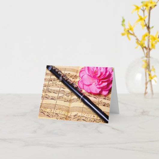 Piccolo on sheet music custom note card kaart (Gele Bloem)