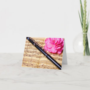 Piccolo on sheet music custom note card kaart