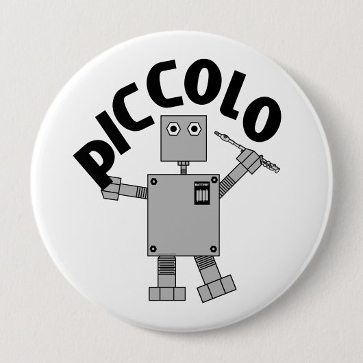 Piccolo Robot Tekst Ronde Button 4,0 Cm (Voorkant)