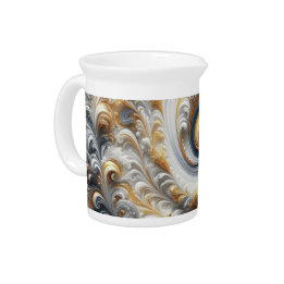 Pichet Abstrait Moderne Swirling or, noir et blanc