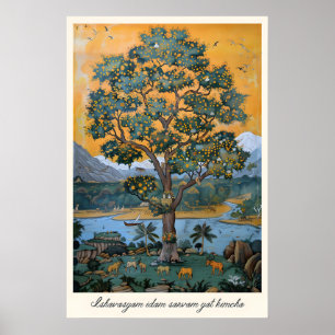 Pichwai Boom des Levens Kunstprint Indiase Spiritu Poster