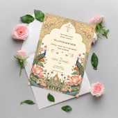 Pichwai Indian Peacock Lotus Wedding Invitation