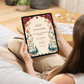Pichwai Indian Peacock Wedding Invitation