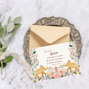 Pichwai Indiase Elegante Trouwdag RSVP Kaartje
