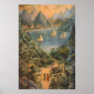 Pichwai Kunstprint Oud Indisch Landschap Poster