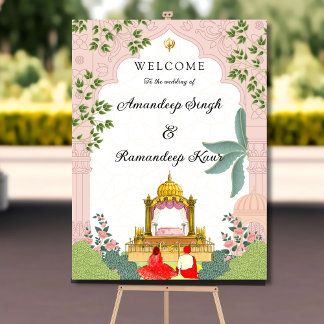 Pichwai Sikh bruiloft welkom teken Poster