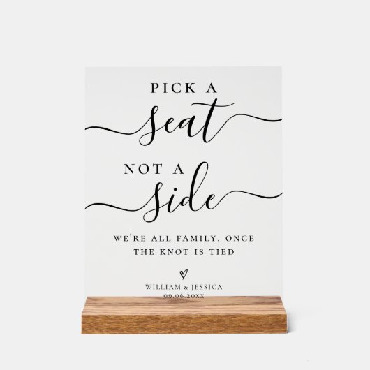 Pick a Seat Not a Side Wedding Ceremony Seating (Recto)