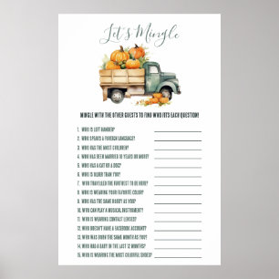 pick-up truck laten we mixen Baby shower spel Poster